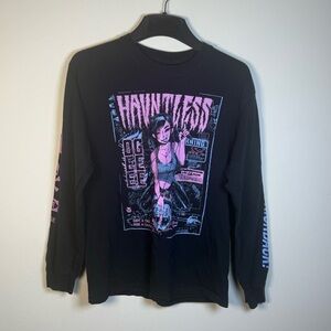 Hauntlees Black Long Sleeve Graphic Tee Size Medium